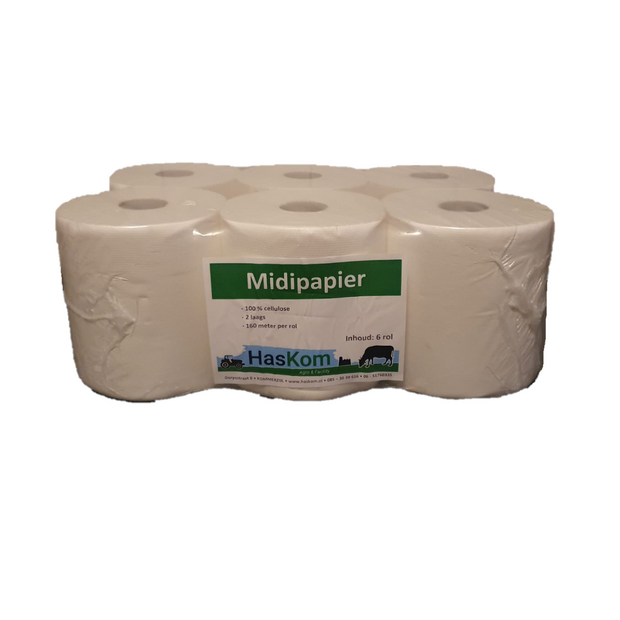 Handdoekpapier midirol 1 laags 6 pack
