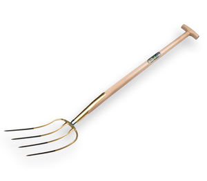 Mestvork Offner 4 tanden brons met T-steel 90 cm. Mestvork Offner 4 tanden brons met T-steel 90 cm.
