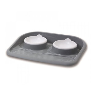 Savic butler voerplaat grijs/wit 2 x 300 ml Savic butler voerplaat grijs/wit 2 x 300 ml