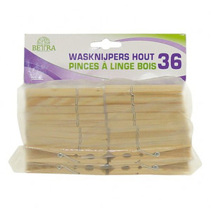 Wasknijpers hout 36 stuks Wasknijpers hout 36 stuks